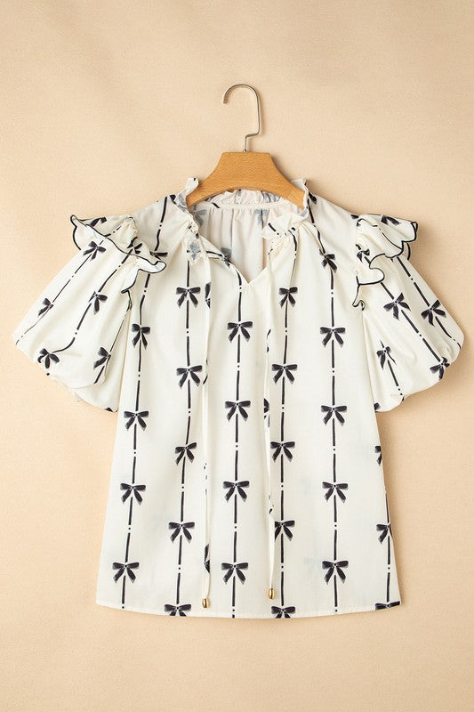 BOW RUFFLED BLOUSE