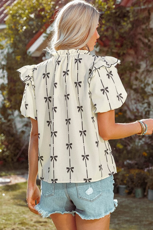 BOW RUFFLED BLOUSE